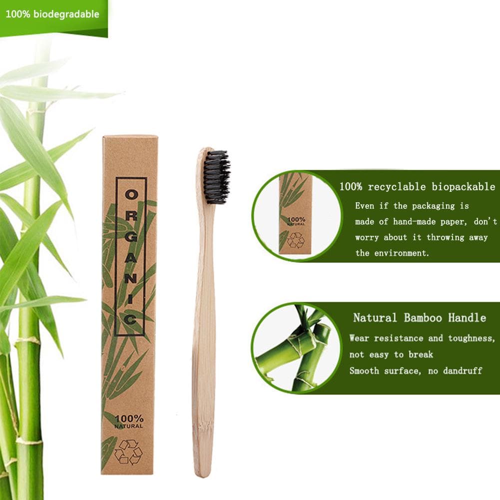 50Pcs Toothbrushes Environmental Protection Bamboo Charcoal Soft Hair Brown Brush Head