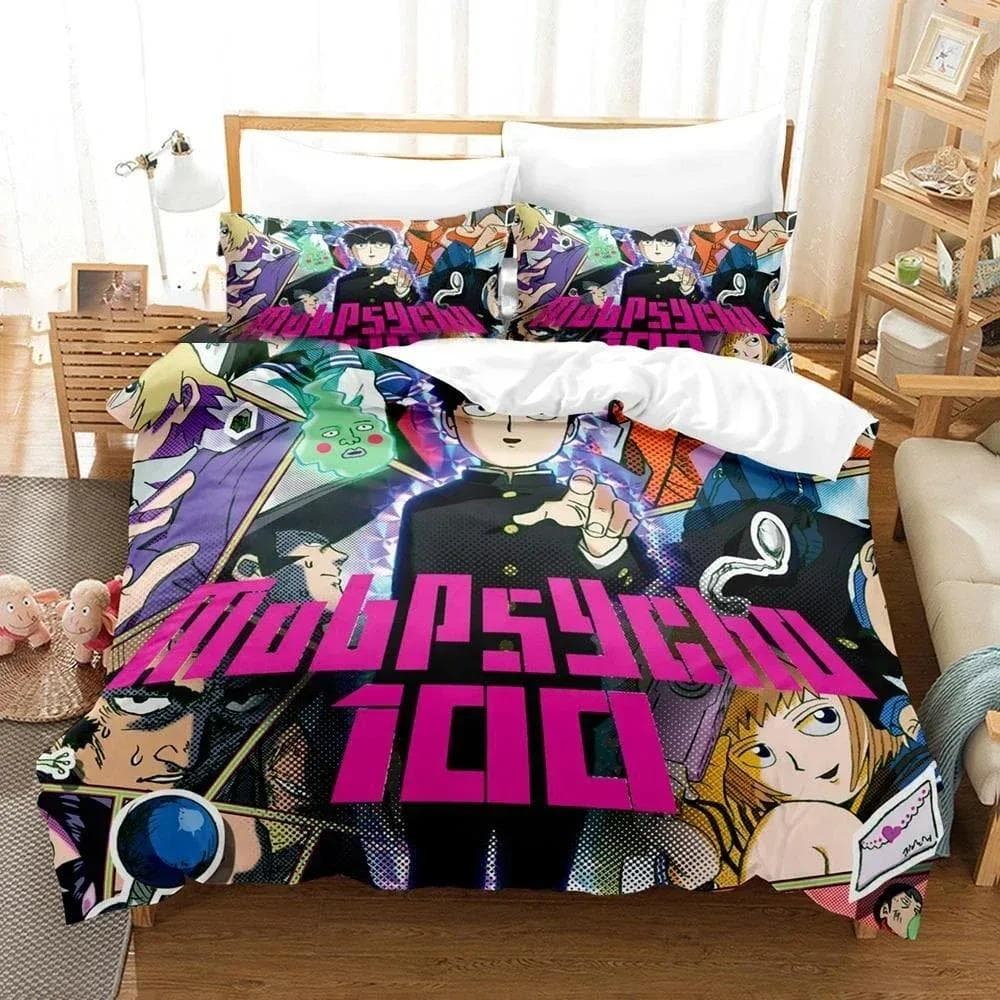 New 3D Printed Mob Psycho 100 Bedding Set Anime Kageyama Shigeo Duvet Cover Double Twin Full Queen King Adult Kids Quilt Cover 70x133cm 2pcs
