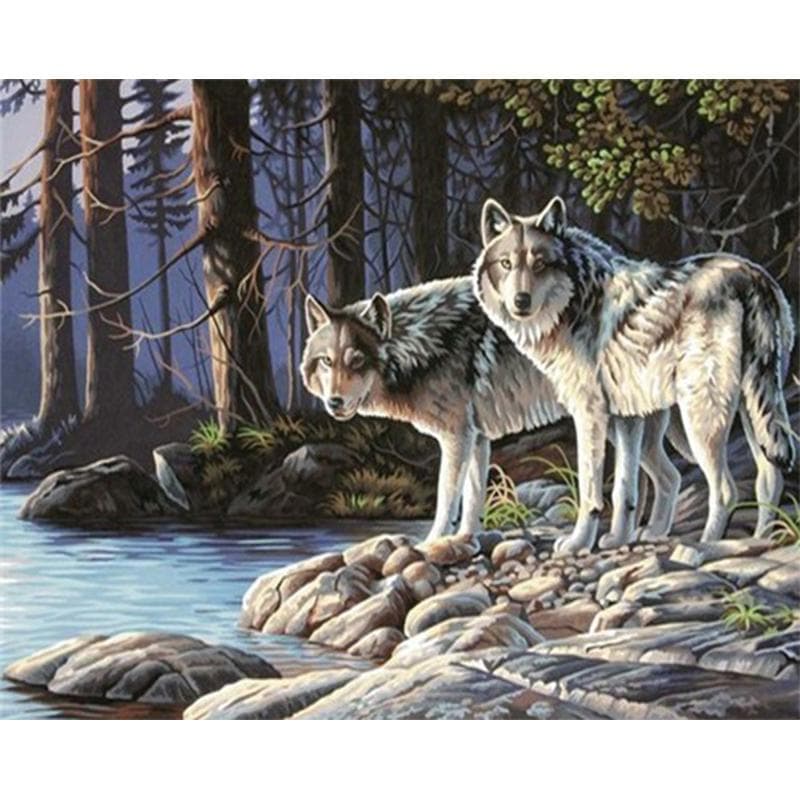 Diamond Painting Animal Cross Stitch Diamond Embroidery Wolf Diamond Mosaic Kit Art 20X30CM