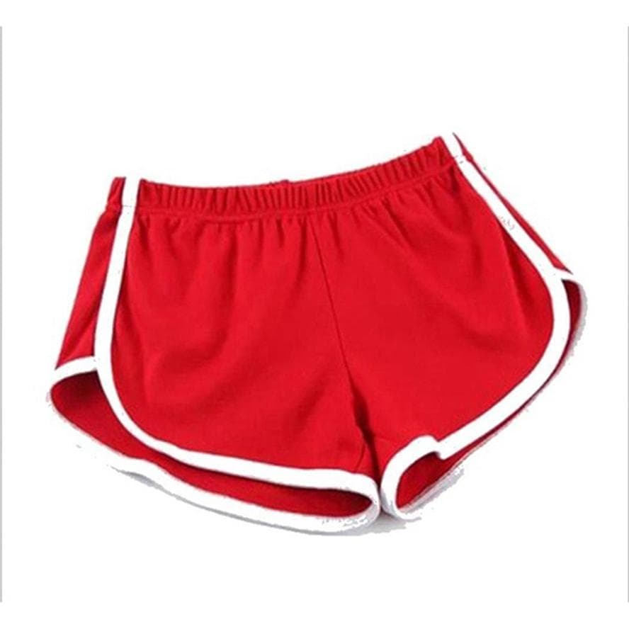 Women Solid Color Sport Shorts Casual Yoga Beach Soft and Comfortable Short Pants L red
