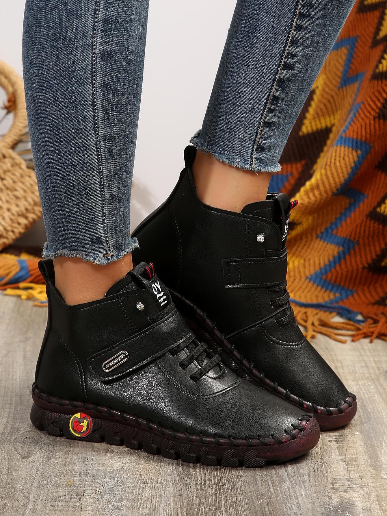 Winter Orthopedic Boots For Women Autumn Fall Leather Shoes With Fur Red Moccasins Woman Ankle Boots Mom Plush Sneakers Shoe 40