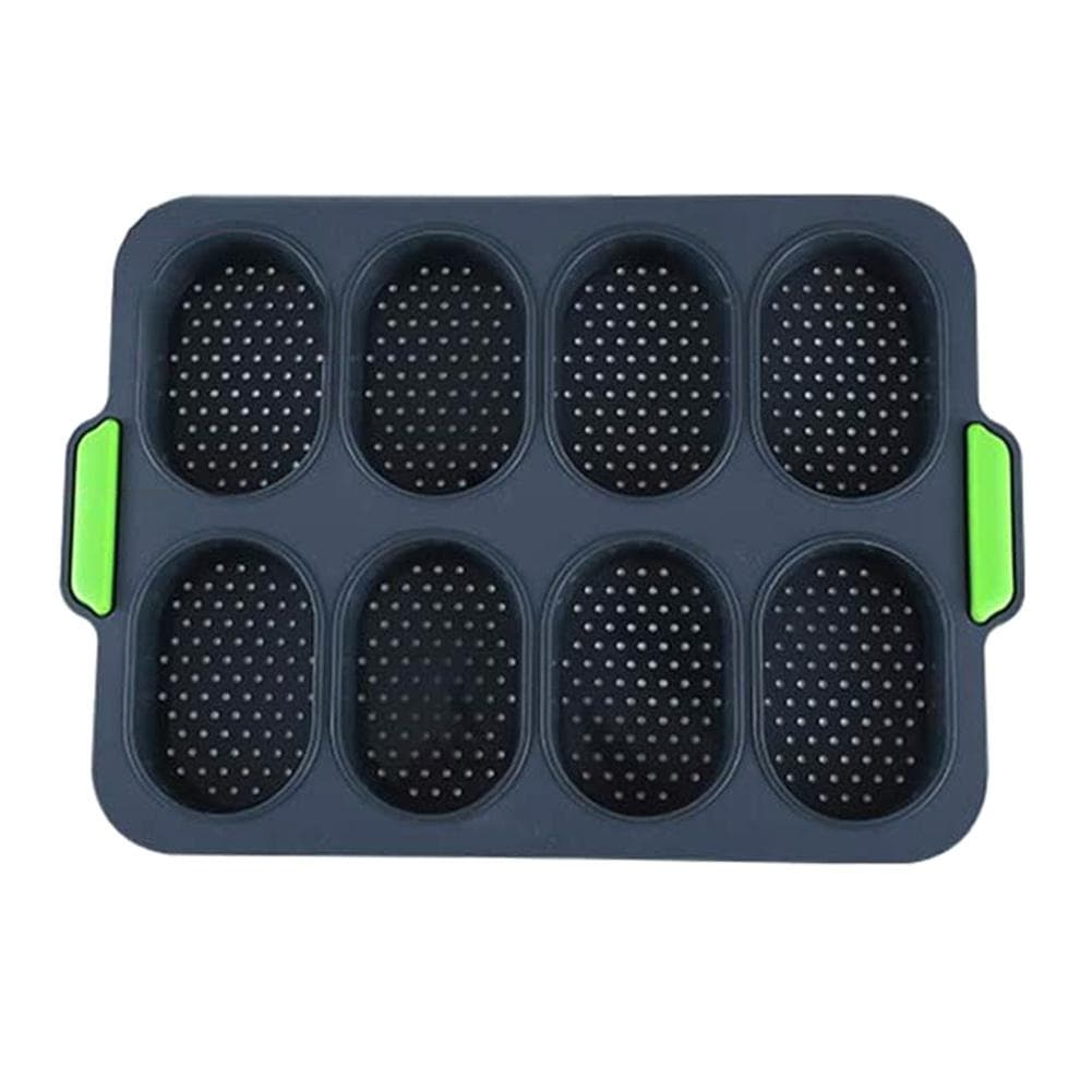 8 Cells French Bread Baking Mold Mini Baguette Baking Sheet Crusty Bread Non-stick Tray French Bread Mold and Trays 8 cells grey