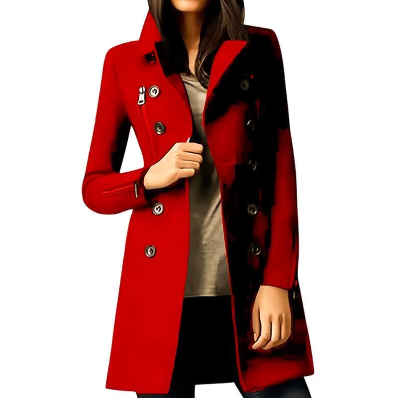 Autumn and Winter Long Woolen Women's Coat Zipper Jacket Double-breasted 3XL
