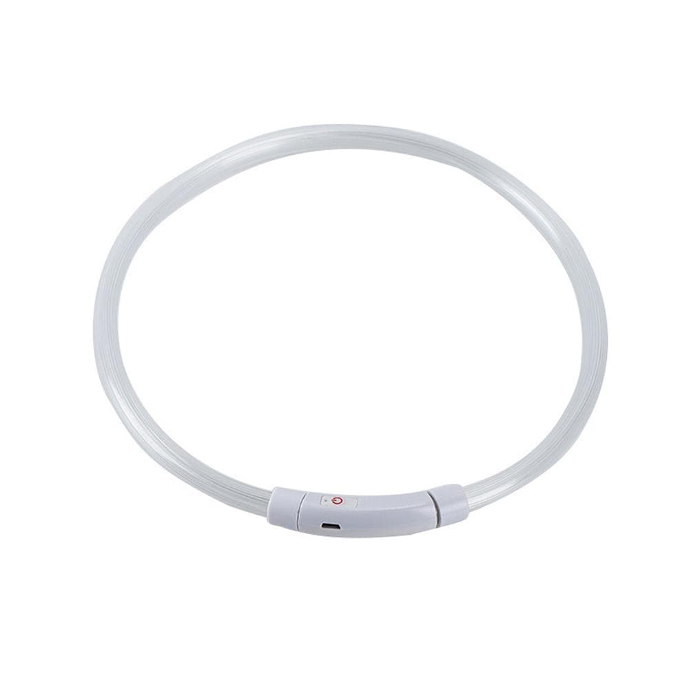 LED Dog Collar USB Rechargeable Flash Dog Necklace Light PVC Pet Safety Collar for Large Medium white