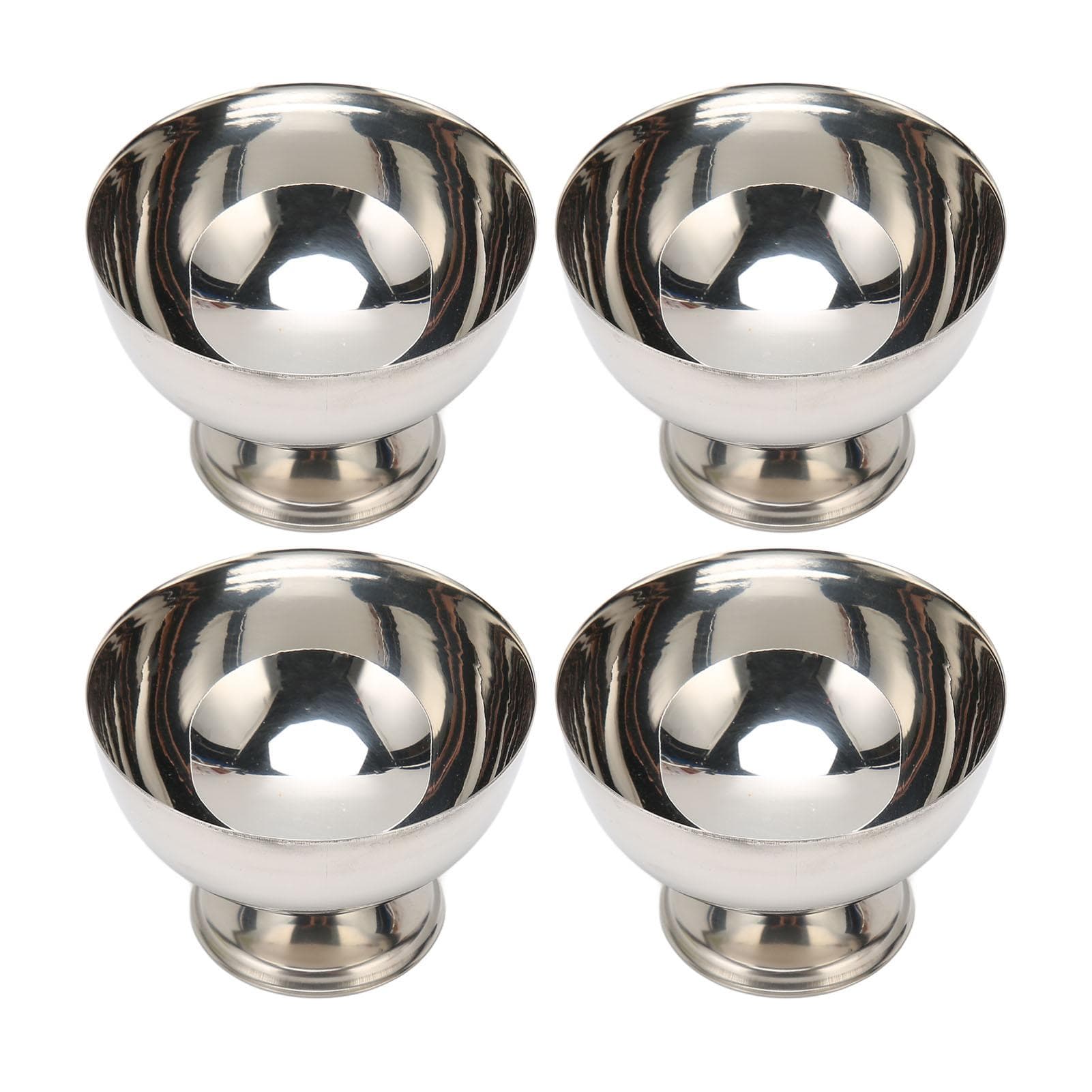 4pcs Ice Cream Footed Bowls Stainless Steel Reusable Dessert Cups Set for Sundae Fruit Snack Party L(for 6.5-9kg)