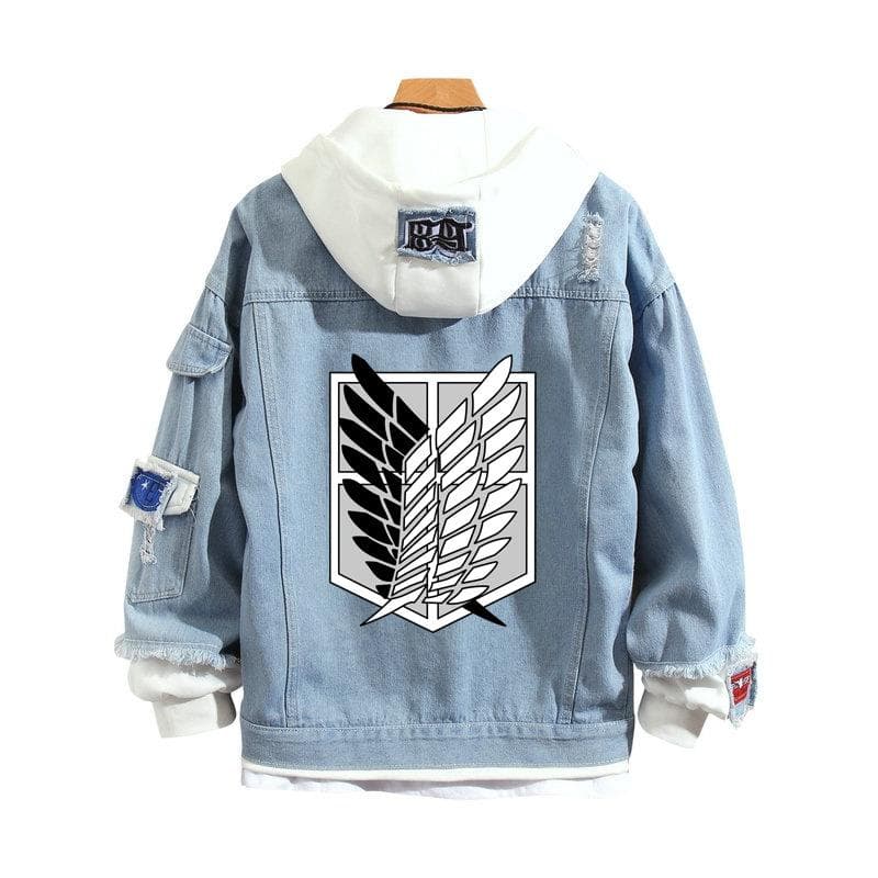 2023 Attack On Titan Jacket Casual Loose Denim Jacket for Men and Women XXL black