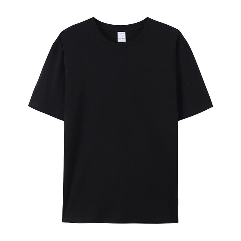 Cotton Short-sleeved T-shirt Men's Fashion Trend Black and White Clothing T-shirt Summer Men's and Women's Shirts with Pure Color Simple Match 3XL black