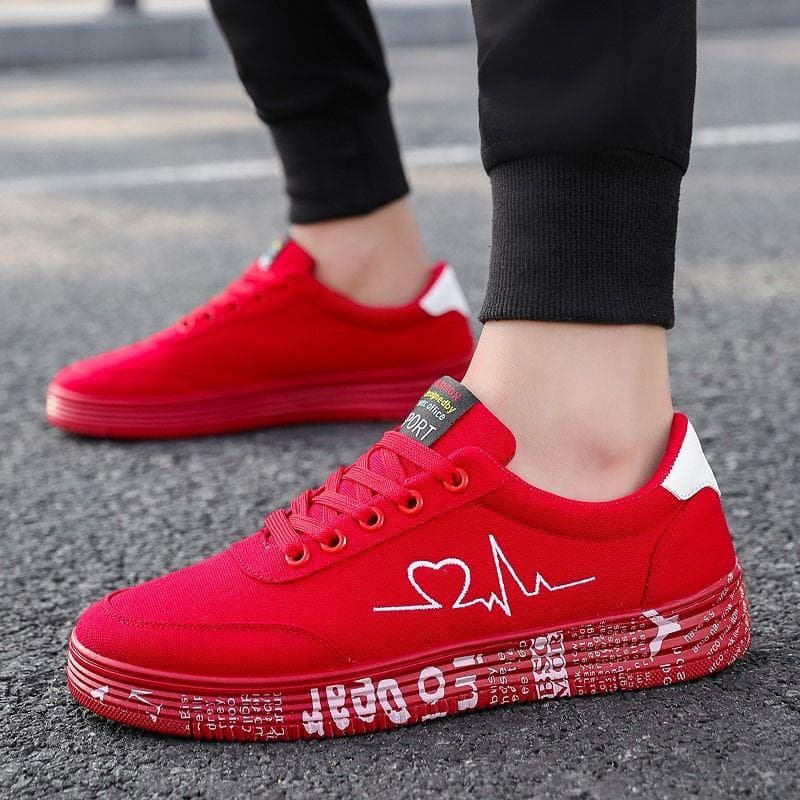 Letter Graphic Lace-up Front Skate Shoes Men's Canvas Shoes Sports Casual Shoes Individual Printing 44 red