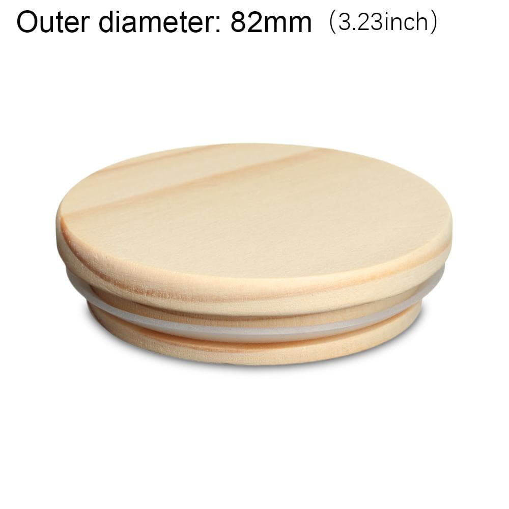 Sizes Compatible Kitchen Organization Wide Mouth Cover Canning Storage Wood Lids Mason Jar Lid yellow-round-82mm