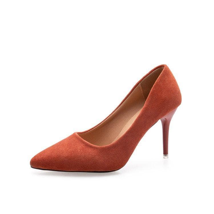 Fashion High Heels Fine Heeled Shoes Sandals Ladies Lace-Up Shallow Mouth Slip On Branded Pumps Pointed Wedge Stiletto 39 orange