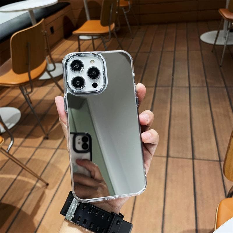Luxury Plating Silver Cosmetic Mirror Soft Silicone Case For iPhone 15 14 Pro Max 13 12 11 XR 14 PLUS Original Shockproof Cover For iphone 12promax