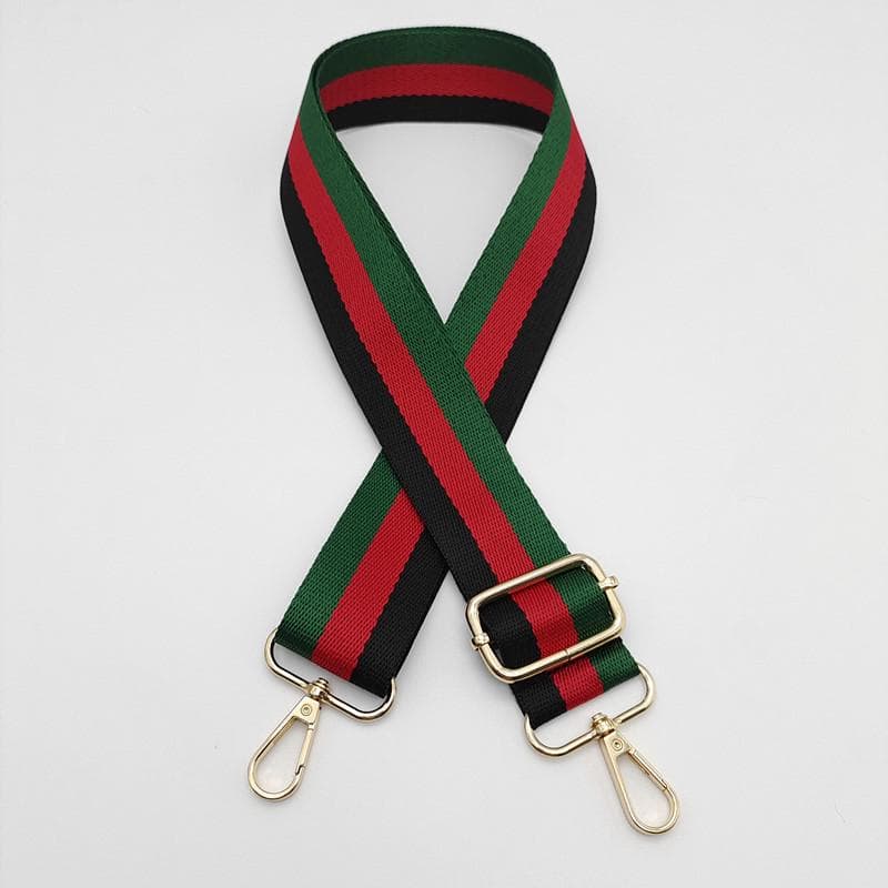 Adjustable Striped Canvas Crossbody Strap for Women's Bags