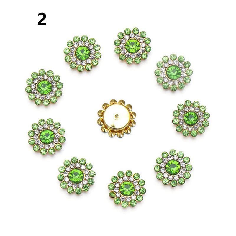 50PCS Double Lace Gold Claw Stitching Water Diamond Non thermal Fixed Stitching Water Diamond for Clothing, Apparel, and Decoration 14mm green