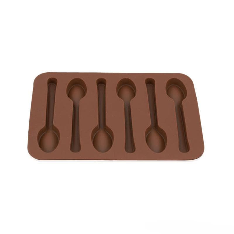 Silicone Chocolate Mold Spoon Baking Mold baking Tools Non-stick Biscuit cake mold Jelly and Candy Mold 3D mold DIY brown
