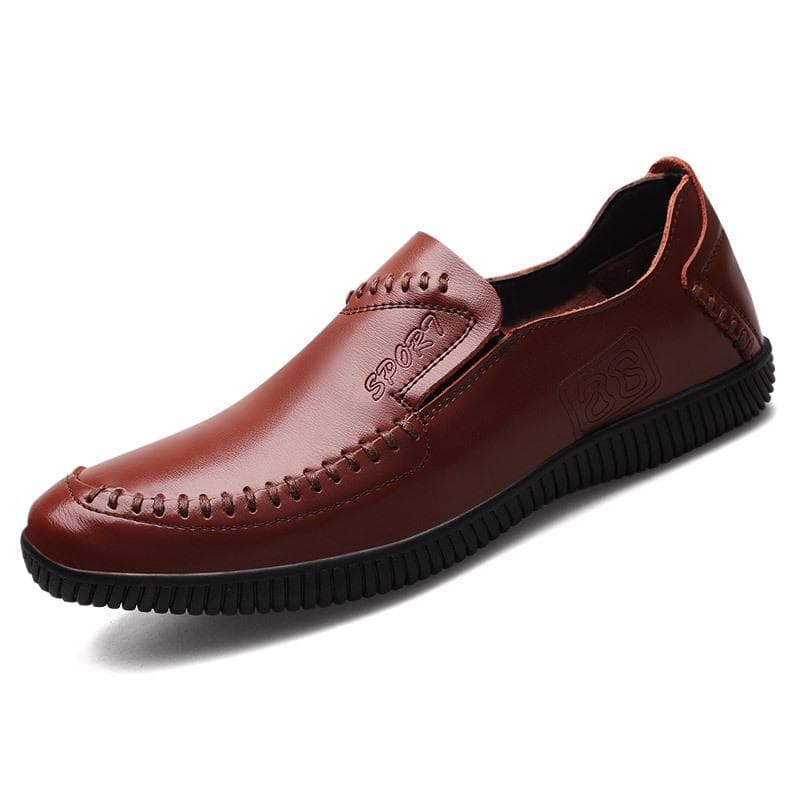 New Men's Cowhide Leather Shoes Perforated Casual Shoes Hollow Driving Shoes Men 44 brown