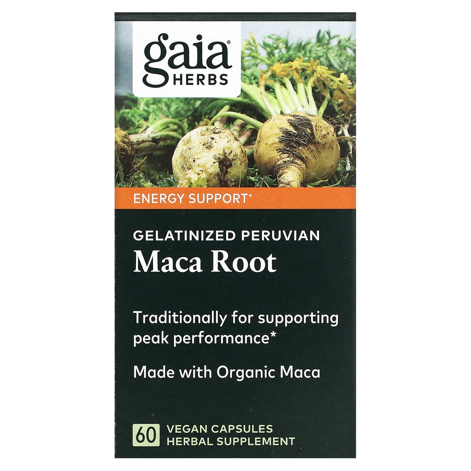 Gaia Herbs, Gelatinized Peruvian Maca Root, 60 Vegetarian Capsules