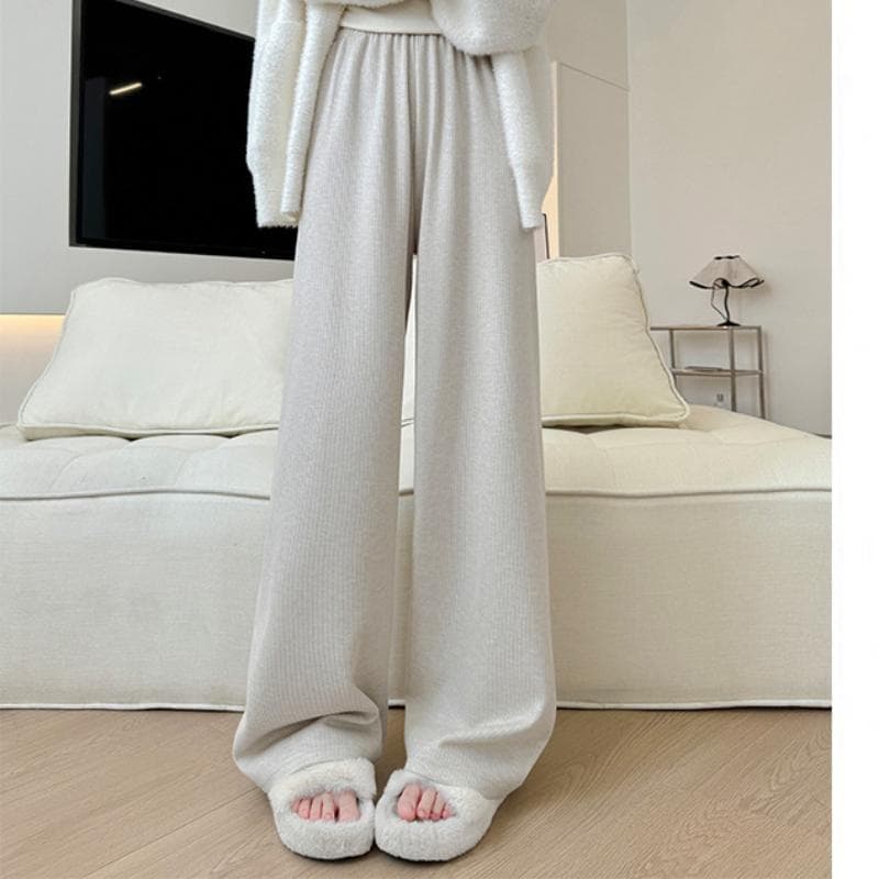 Velvet Wide-leg Pants for Women's Sniffing Autumn and Winter New Loose High Waist Draping Straight Pants Cashmere Narrow Version Casual Pants XL