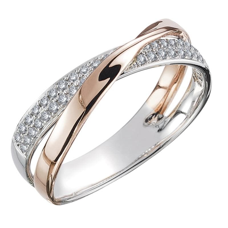 Newest Fresh Two Tone X Shape Cross Ring for Women Wedding Trendy Jewelry Dazzling CZ Stone Large Modern Rings Anillos 8 gold