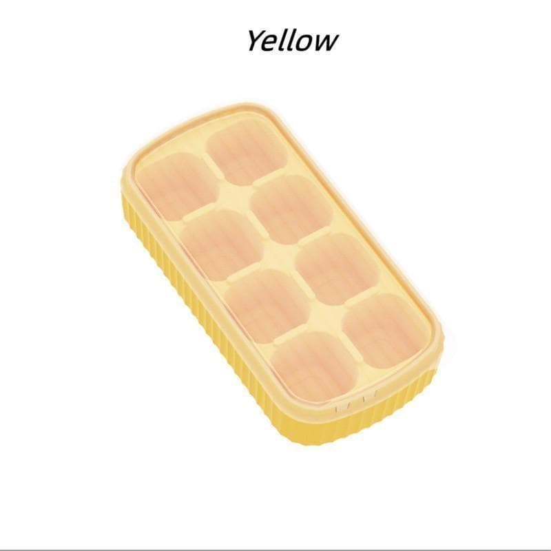 1Pcs Ice Block Mold Frozen Silicone Ice Cube with Cover Stackable DIY Homemade Popsicle Molds For Freezer yellow