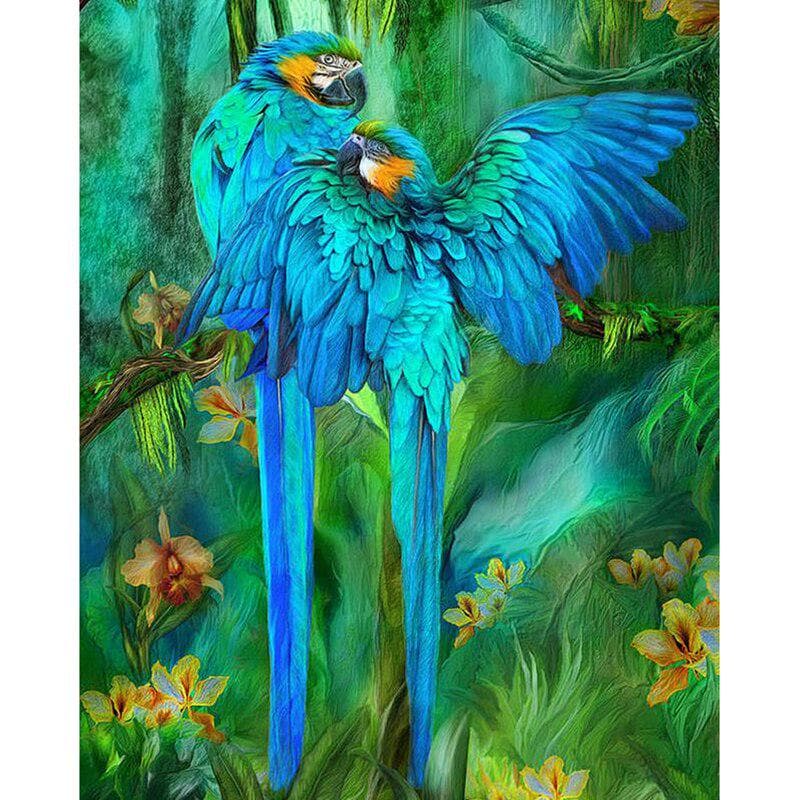 5D DIY Diamond Painting Animal Blue Birds Full Circular Diamond Embroidered Cross Stitch 20X30CM