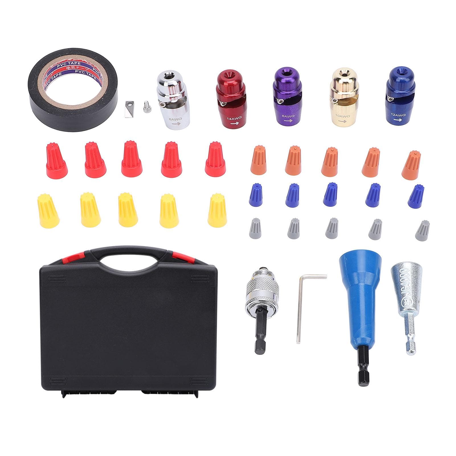 37Pcs Electric Wire Stripper Set for Drill Quick AWG Cable Twister Tool with 25Pcs Connection Nuts