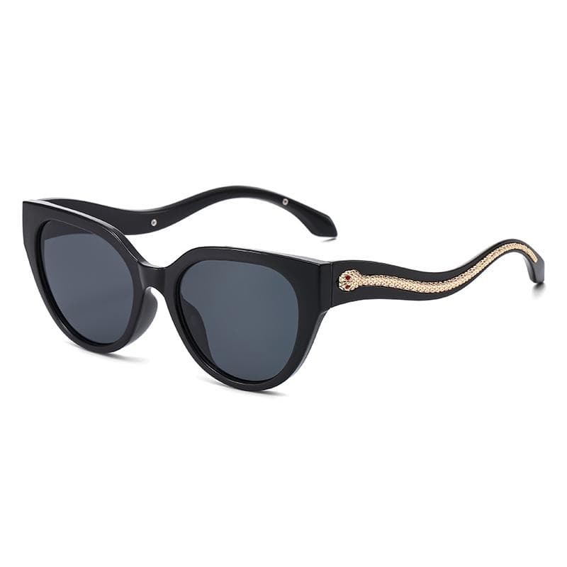 Retro Cat Eye Women Sunglasses Fashion Gradient Lens Punk Stylish Snake Decoration UV400 Eyewear