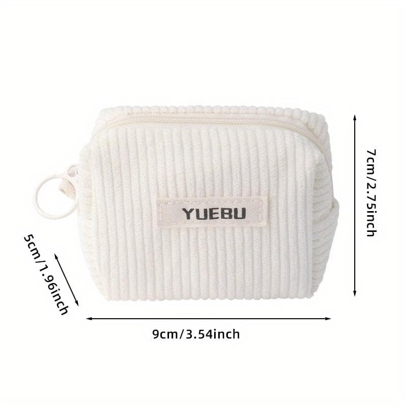 Small Plain Corduroy Zippered Pouch Trendy And Lightweight Coin Holder, Handy for Storing Headphones Perfect for Travel