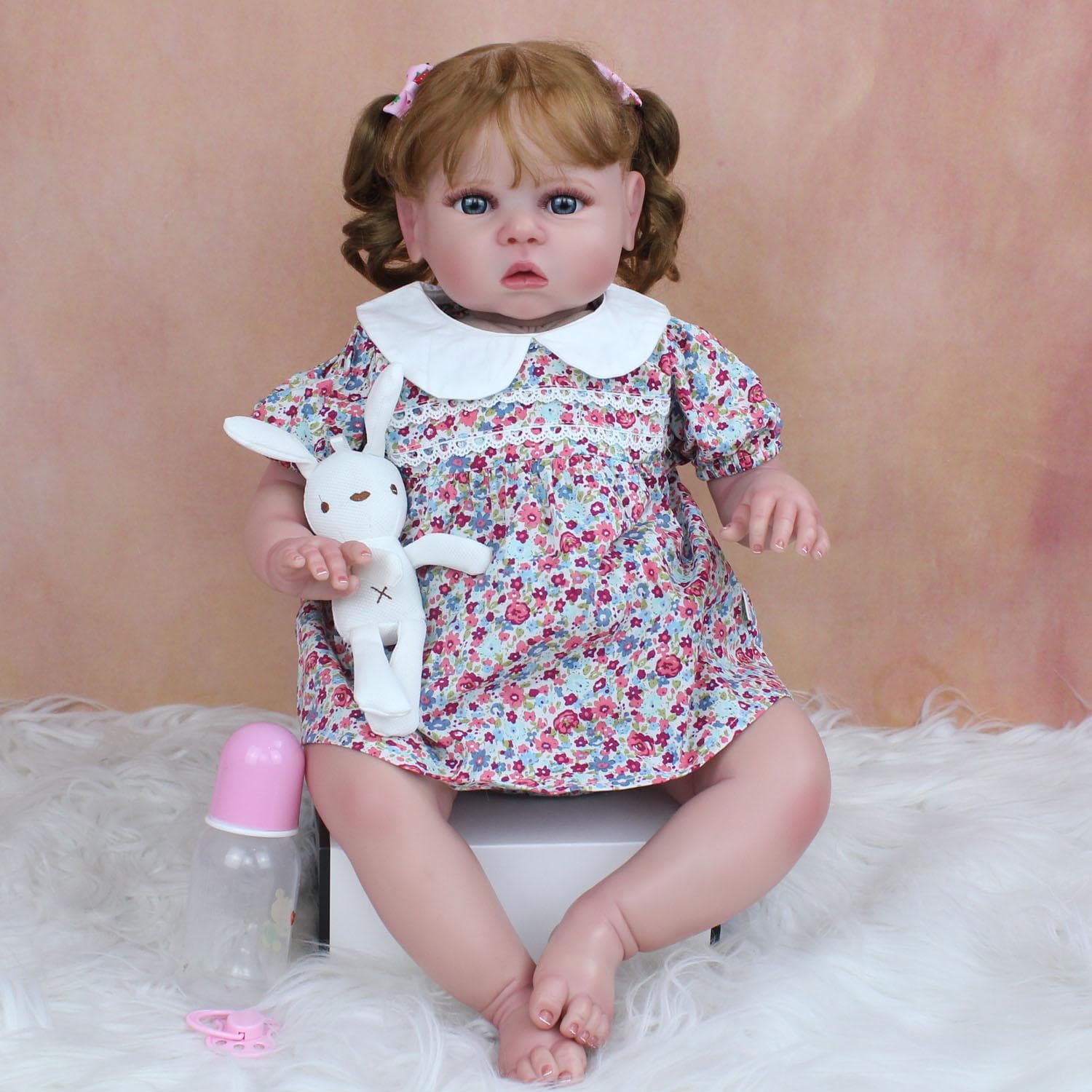 3D Paint 65 CM Soft Silicone Reborn Baby Doll Toy For Girl 26 Inch Cloth Body Realistic Long Hair Princess Toddler Art Bebe 3D paint Skin Doll