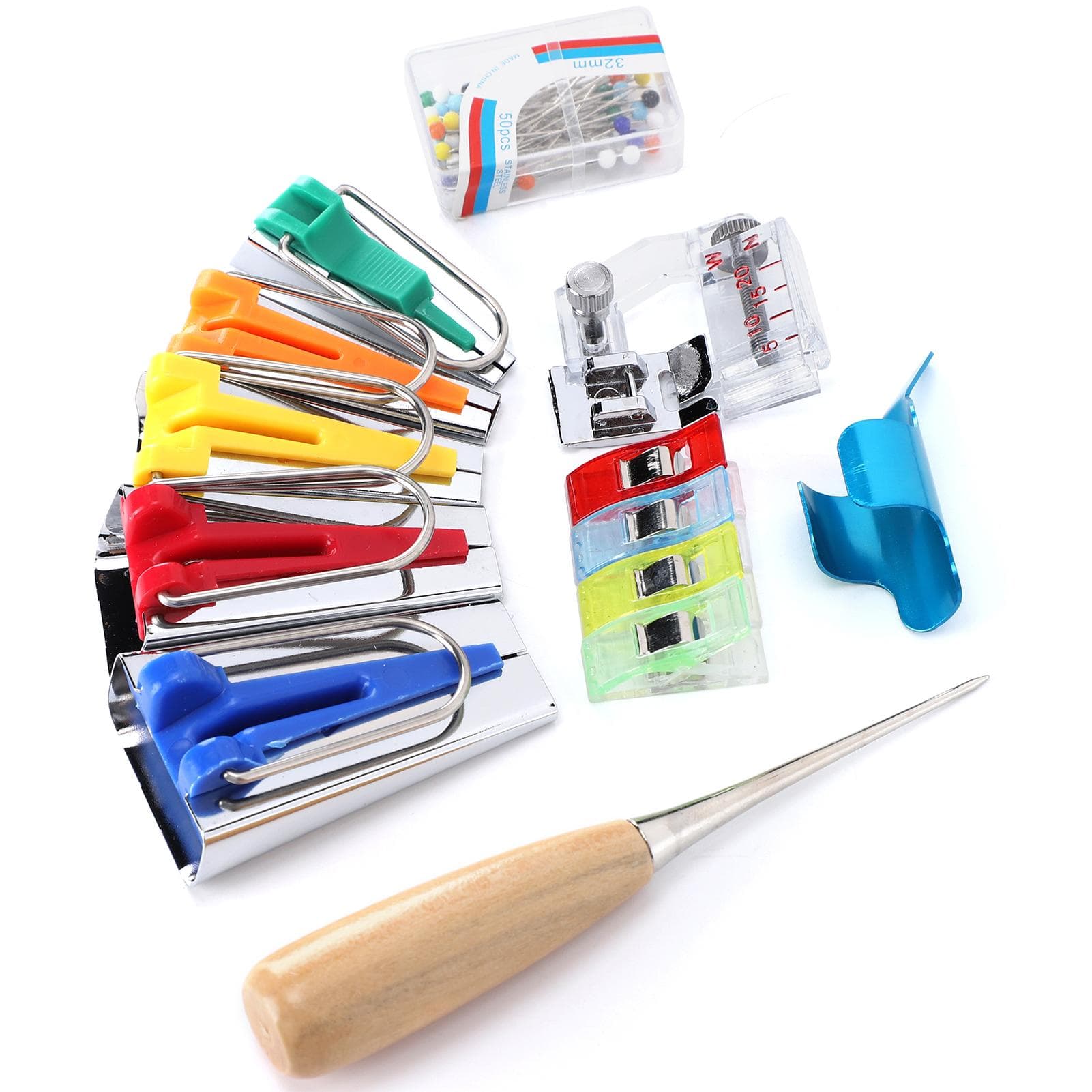 Cloth Bias Tape Makers Manual DIY Presser Foot Binding Sewing Clip Quilting Tool Set