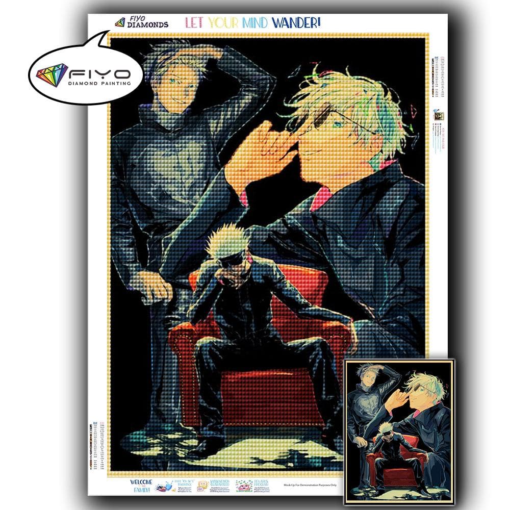 5D DIY Diamond Embroidery Anime Jujutsu Kaisen Picture of Rhinestone Diamond Painting Paper Vintage Poster Diamond Mosaic Needlework Home Decor Full Round 20X30CM