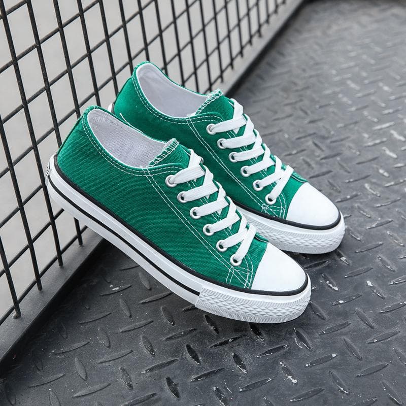 Fashion Canvas Shoes Couples Students Sports Solid Color Canvas Shoes 38 green