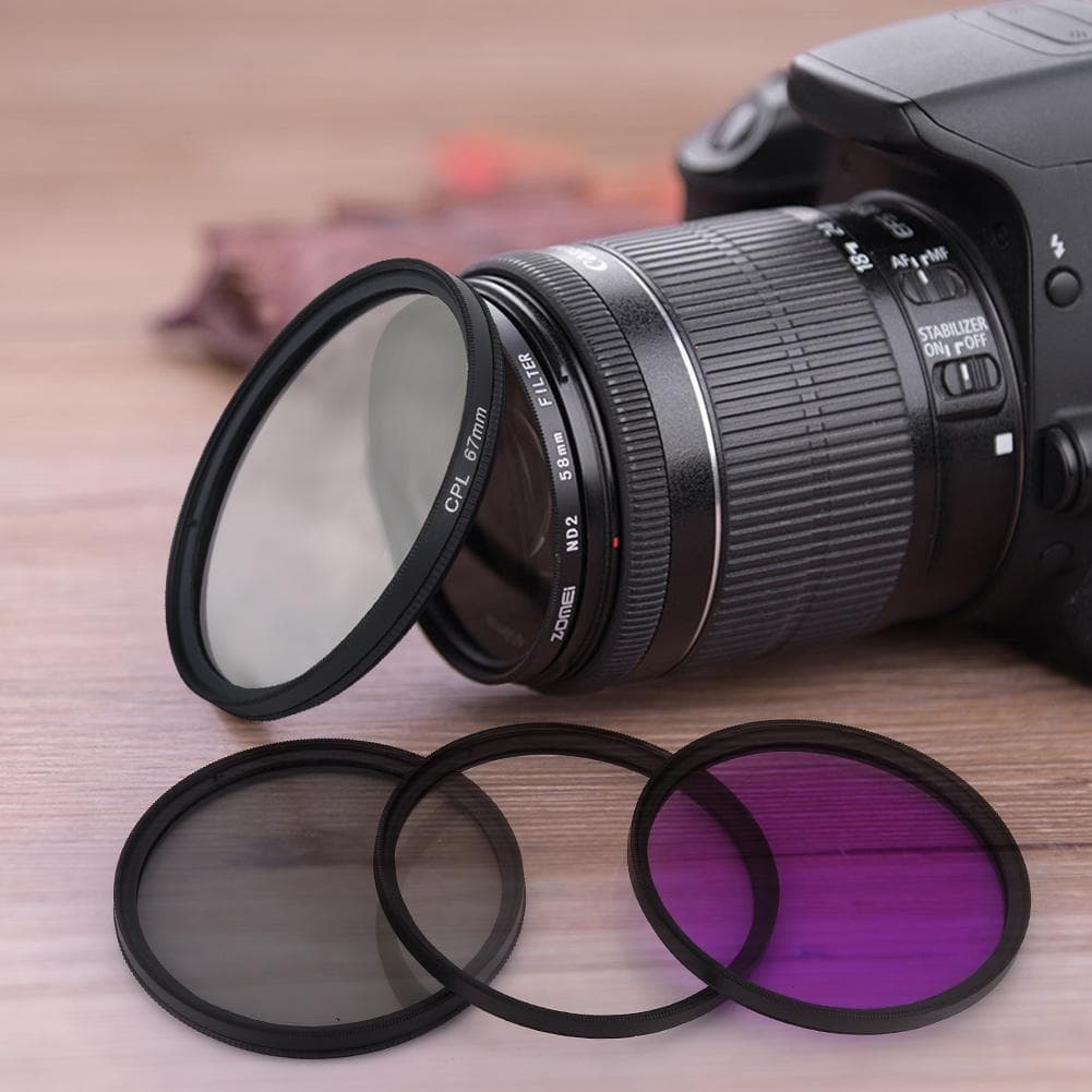 67mm UV CPL FLD Lens Filter Kit with Pouch Lens Cap Hood Photography Accessory