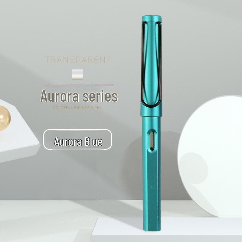 Colorful Student Fountain Pen with Replaceable Ink Capsule for Calligraphy and Correct Writing Posture +10 Black Ink Cartridges