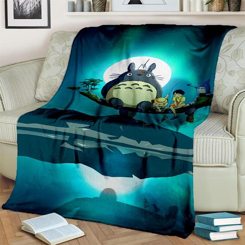 My Neighbor T-Totoro Anime Cartoon Blanket,Soft Throw Blanket for Home Bedroom Bed Sofa Picnic Travel Office Cover Blanket Kids 130cm x 150cm