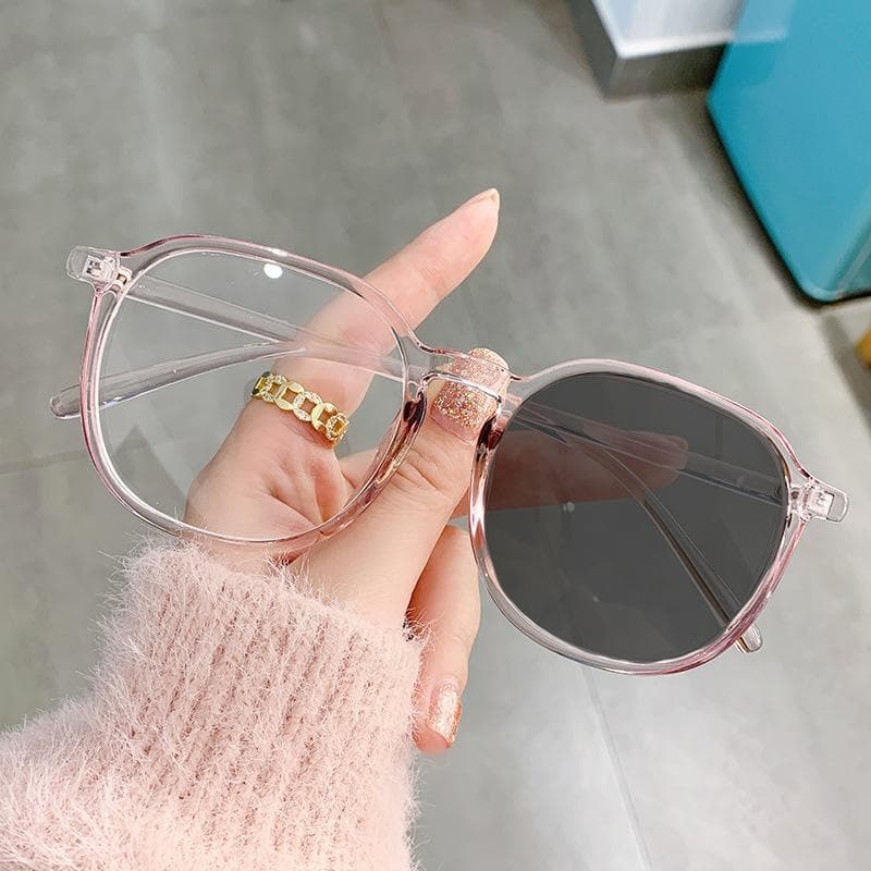 Black Frame Color Changing Glasses For Women Myopic High Looking Student Slimming Big Face Trendy Flat Frame 21007 1 0