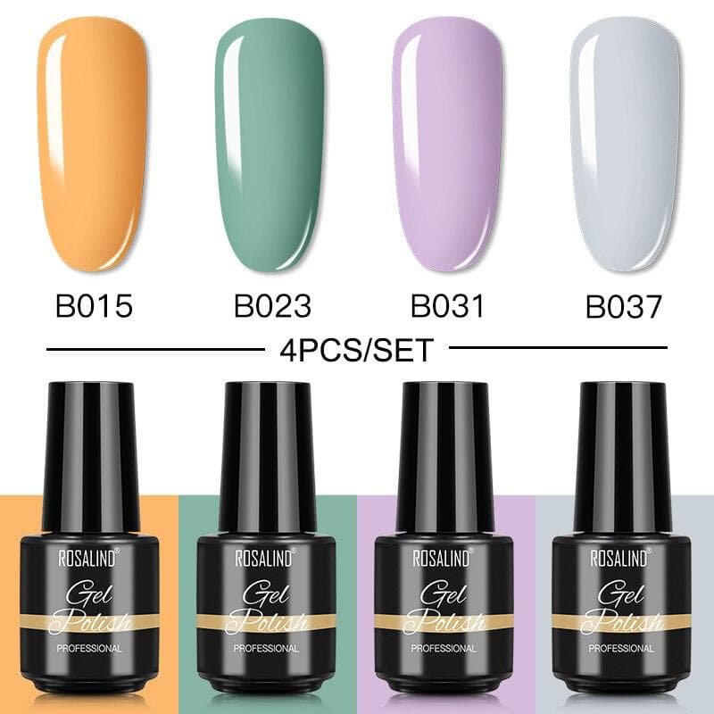 ROSALIND Gel Polish Set Color Gel Nail All For Manicure Nail Art With Base Top Coat Hybrid Varnishes 4/6pcs Nail Kit