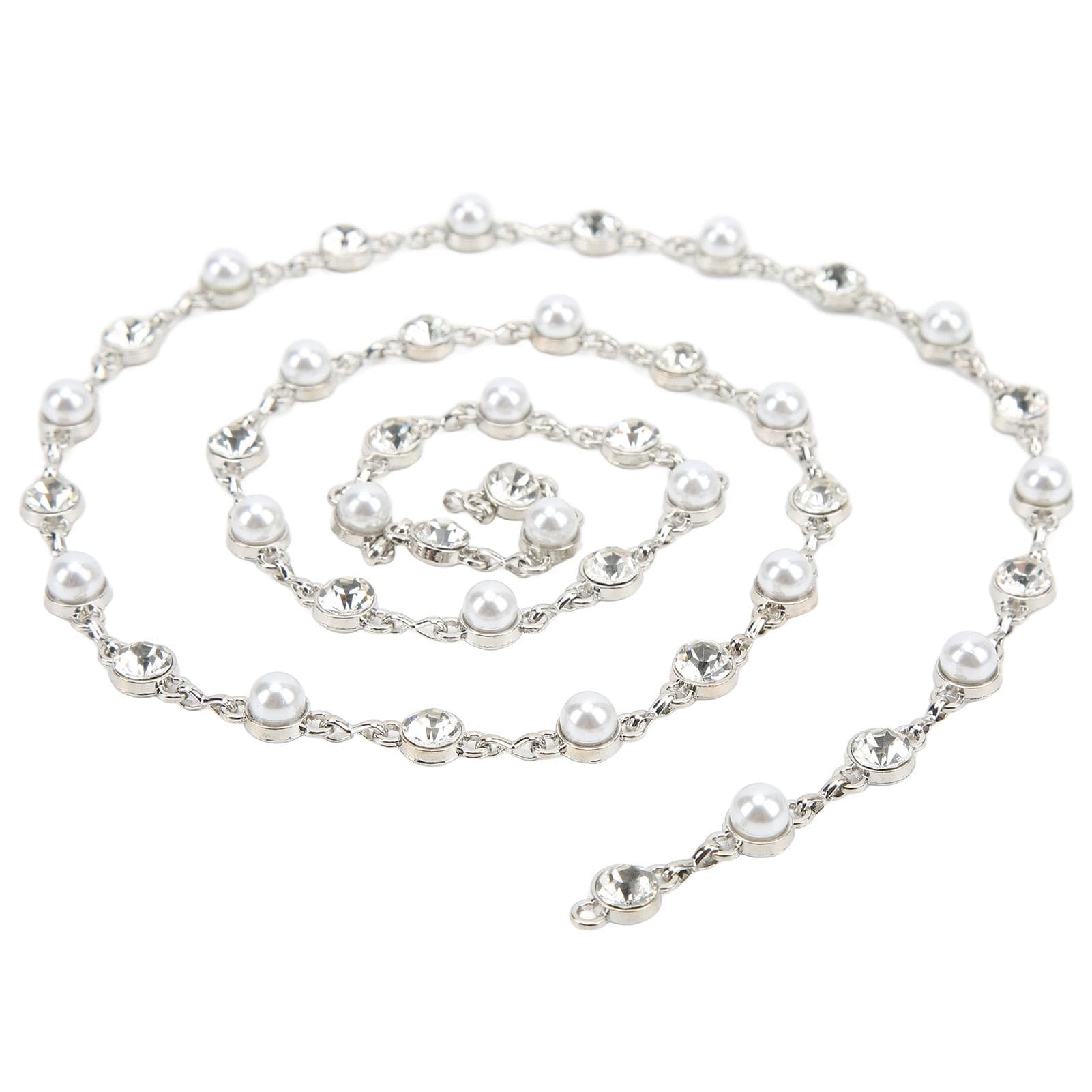 1Yd Pearl Rhinestone Tassel Chain Trim High Gloss 1cm Width Rhinestone Trim Chain for DIY Clothing