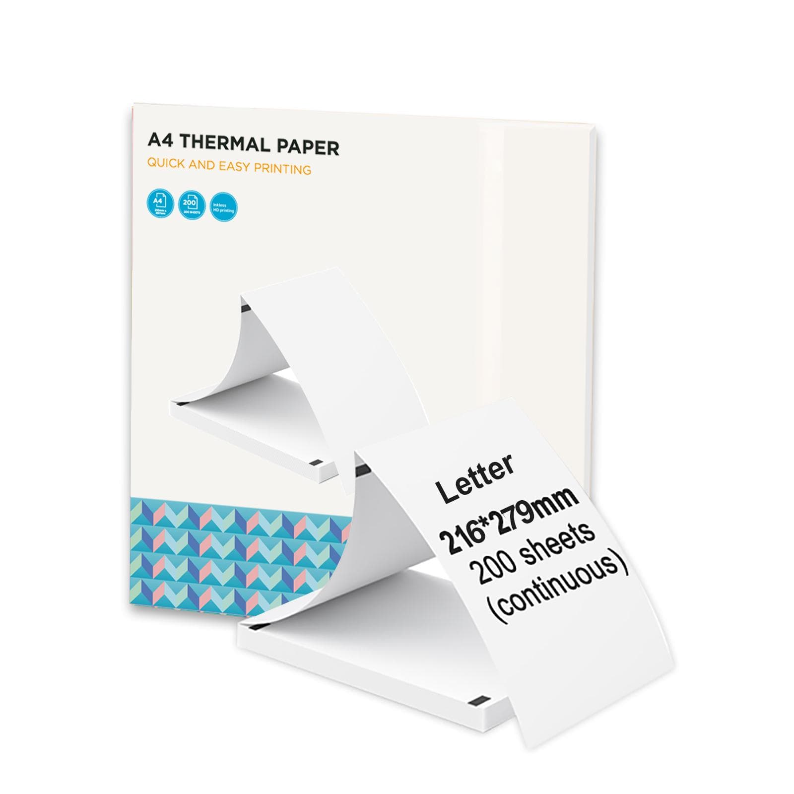 Thermal Paper 200 Sheet US Letter Size Fan folded Printing Paper for Thermal Printer BPF-free Letter Size white