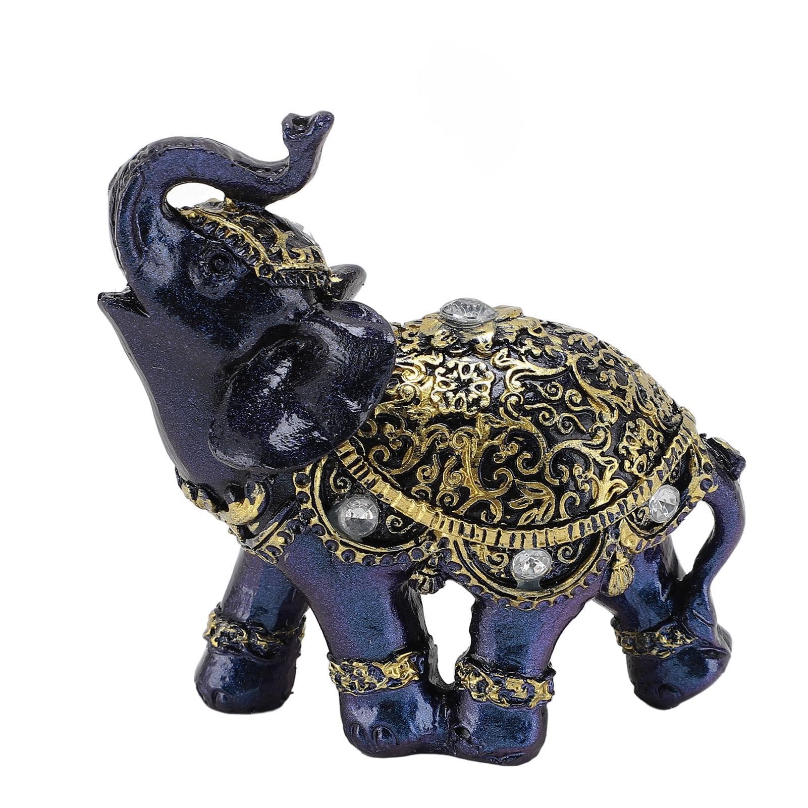 Elephant Figurine Resin Feng Shui Wealth Lucky Elephant Statue Decorative Ornament for Home S