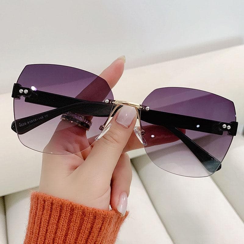 Trendy Frameless Cut Edge Sunglasses Internet Famous Plain Face Sunshade Versatile Sunglasses 9225