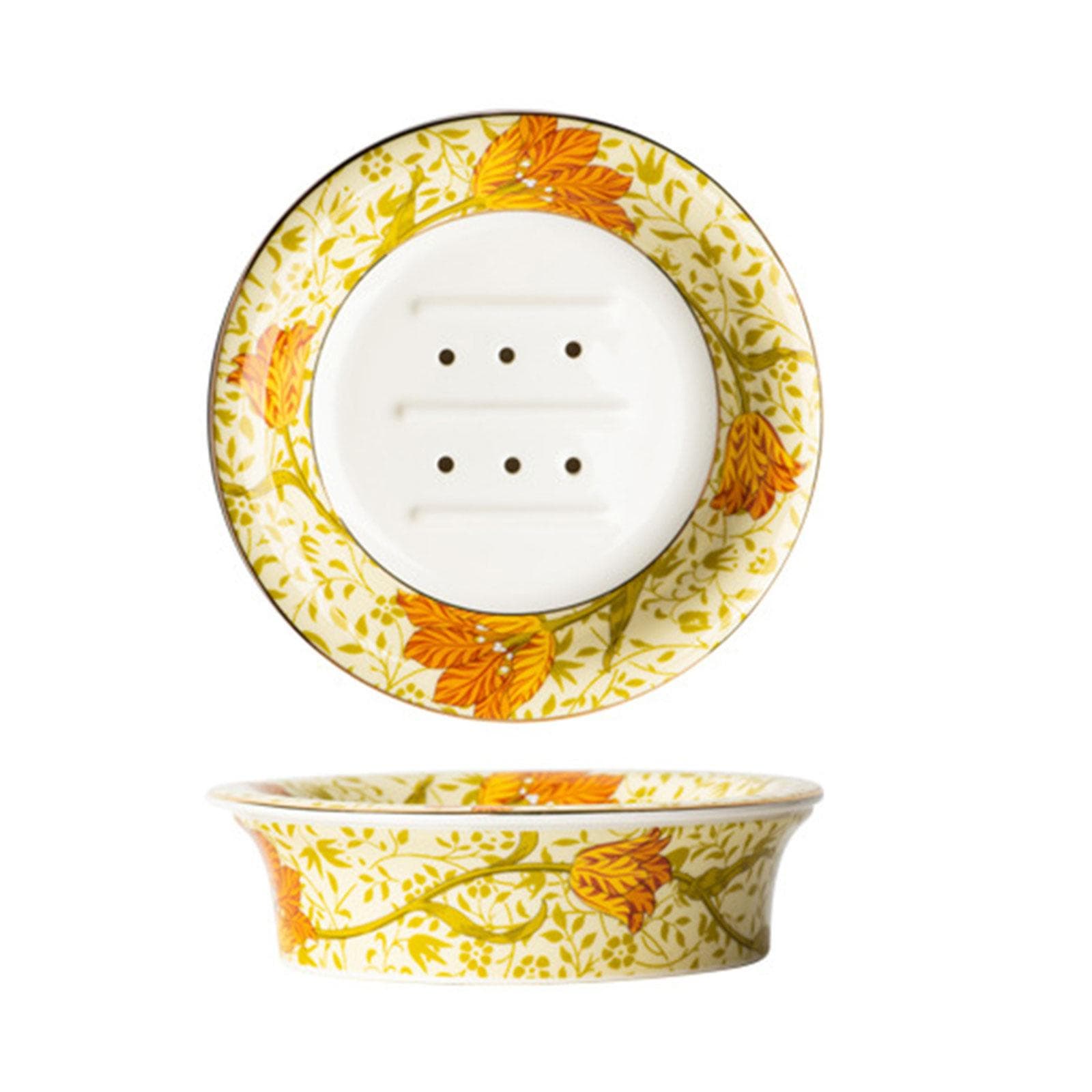 Ceramic Soap Dish With Handpainted Flower Soap Stand For Elegant Bathroom Decoration High Temperature Firing Soap Holder 3