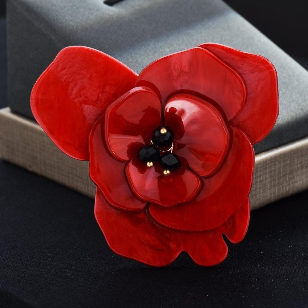 Acrylic Flower Brooch Atmospheric Neutral Red Double Flower Plant Corsage