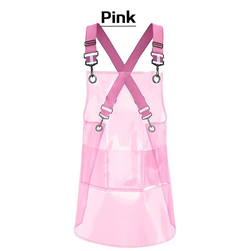 Transparent Apron for Hair Stylist Barber Chef Waterproof Oil Resistant Apron pink