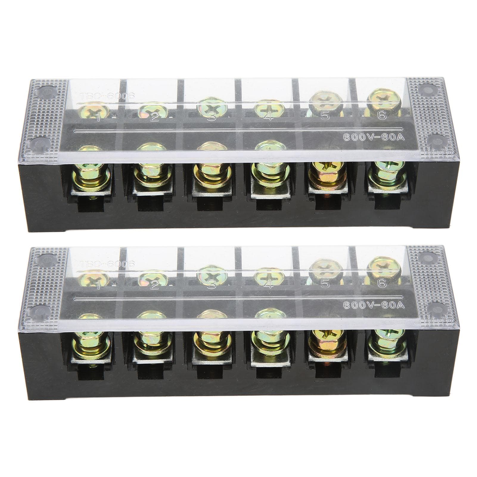 Terminal Strip Block Large Current Easy Wiring Ground Circuit Terminal Block 600V 60A 6 Positions