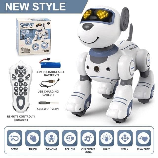 Smart Electronic Animal Pets RC Robot Dog Voice Remote Control Toys Funny Singing Dancing Robot Puppy Children's Programmable Education Gift blue