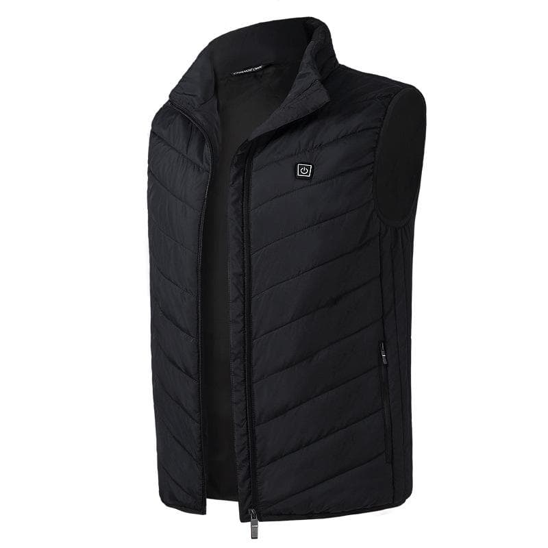 Zipper Mens Sleeveless Heated Vest Male Electric USB Body Waistcoat Winter Warm Heating Outwear 3XL black