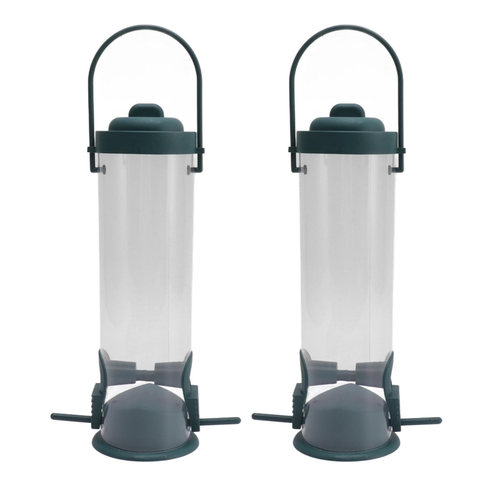 2 Set Bird Tube Feeder Plastic Transparent Hanging Finch Feeder Garden Decoration with 2 Vents 2