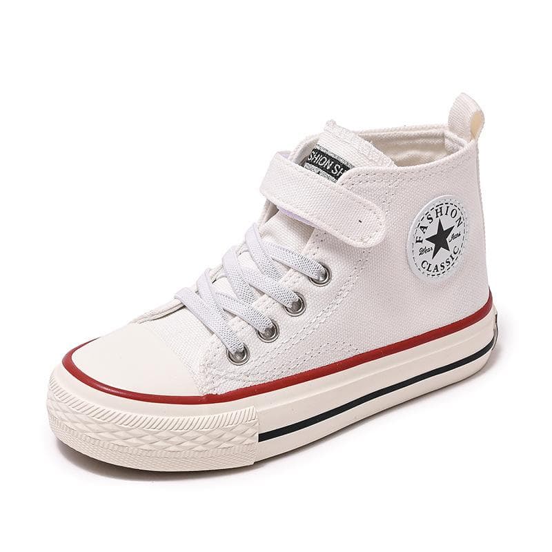 Children's High-Top Canvas Shoes Boy's Cloth Shoes Girls' Sneakers 33 white