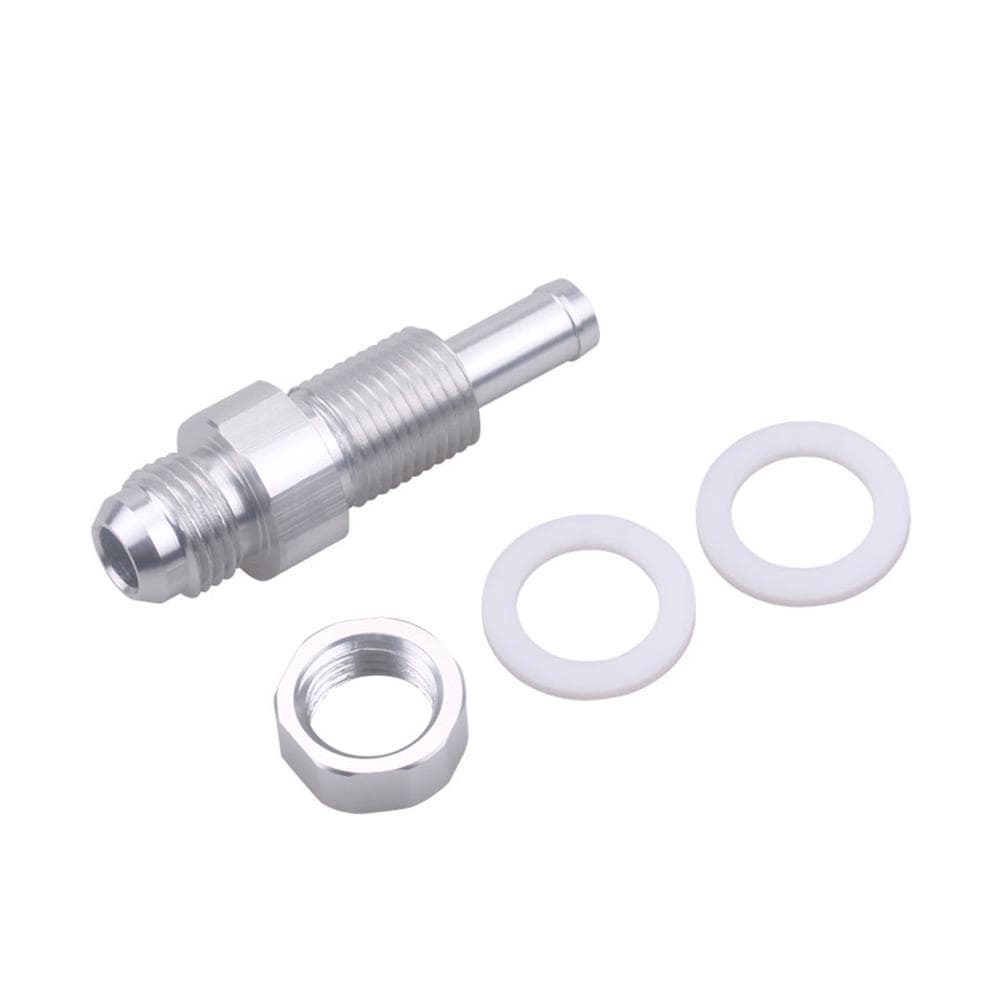 8AN Male Flare Bulkhead To 3/8 Hose Barb Fuel Tank Fitting silver