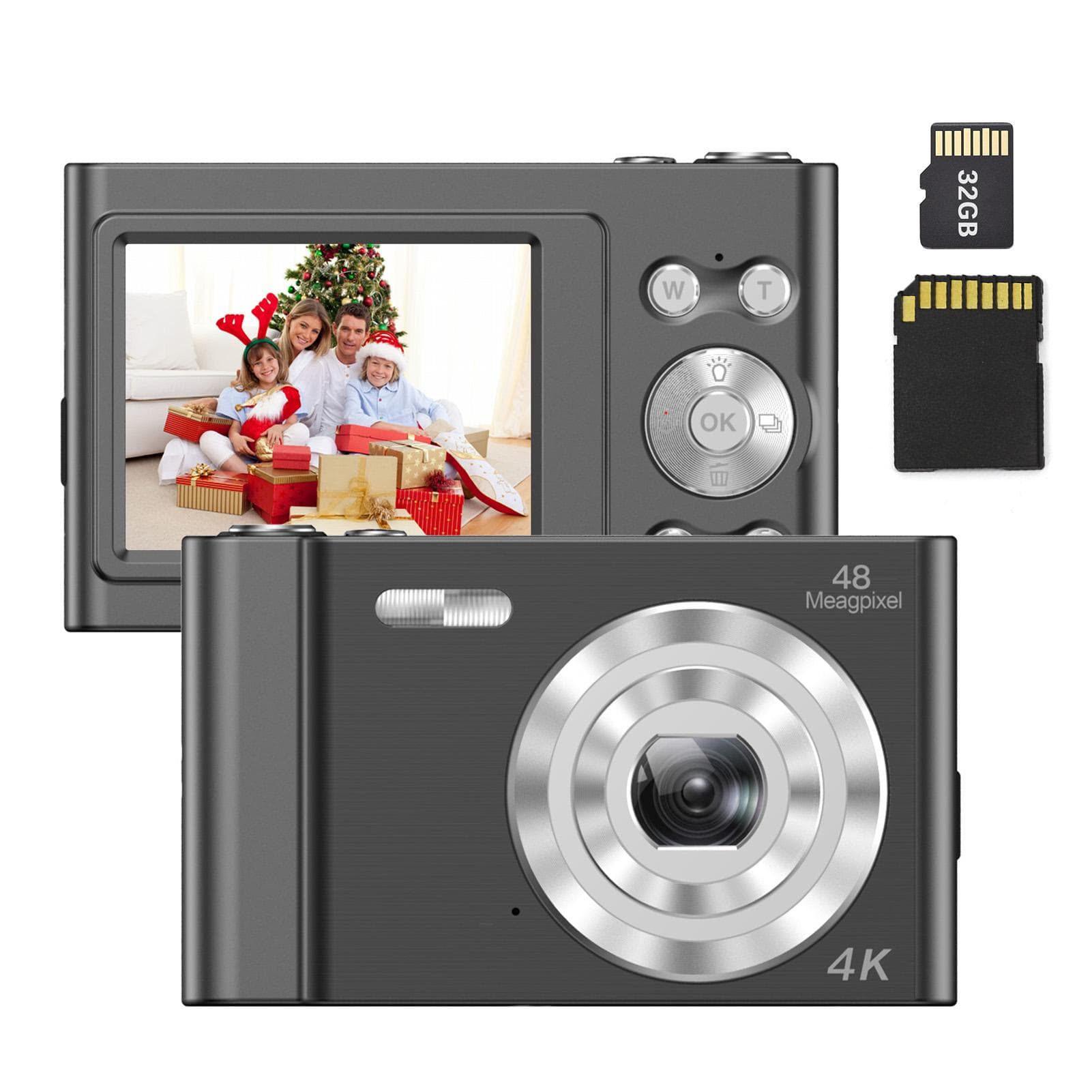 Andoer 4K Digital Camera Video Camcorder 48MP 2.4 Inch IPS Screen Auto Focus 16X Digital Zoom black